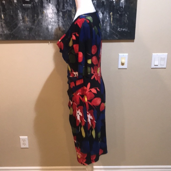 Ralph Lauren Draped Front Cinched Waist Floral Midi Length Dress-Size 10 - Picture 2 of 10